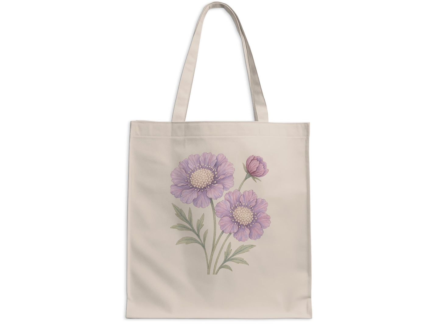 Purple Flower Design Beige Canvas Tote Bag product type