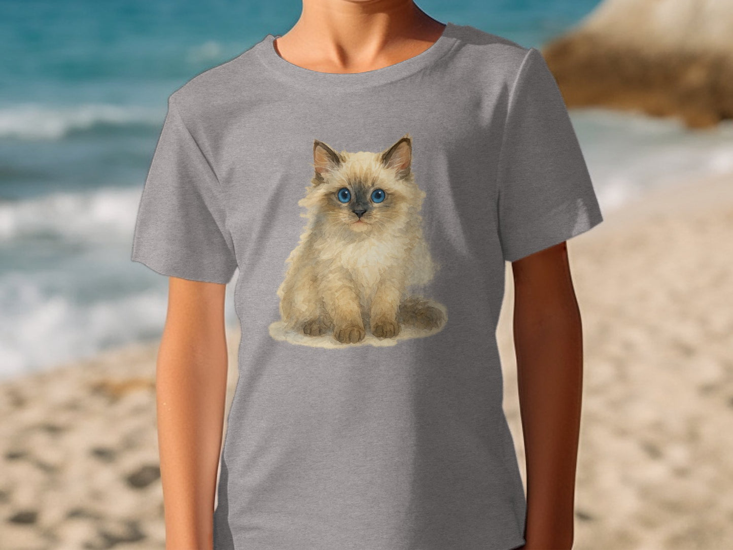Adorable Fluffy Kitten Print Beachwear Shirt product type