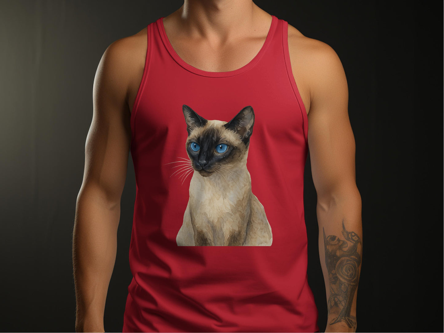 Stylish Red Tank Top with Striking Cat Graphic product type
