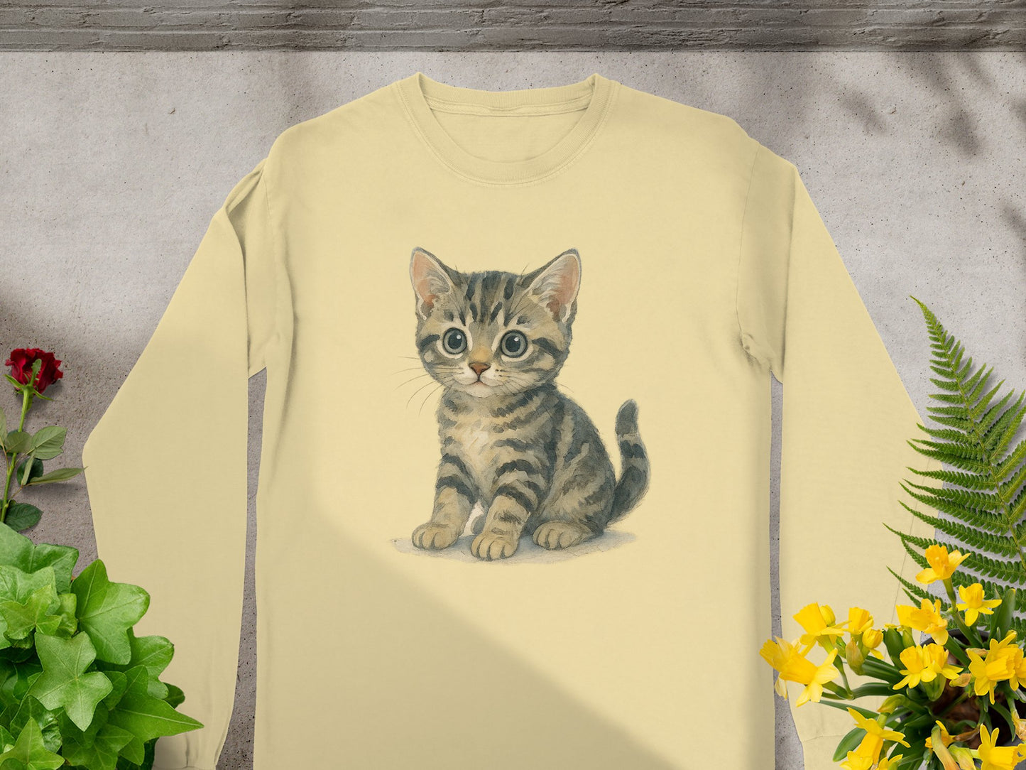 Adorable Kitten Print Long Sleeve T-shirt product type