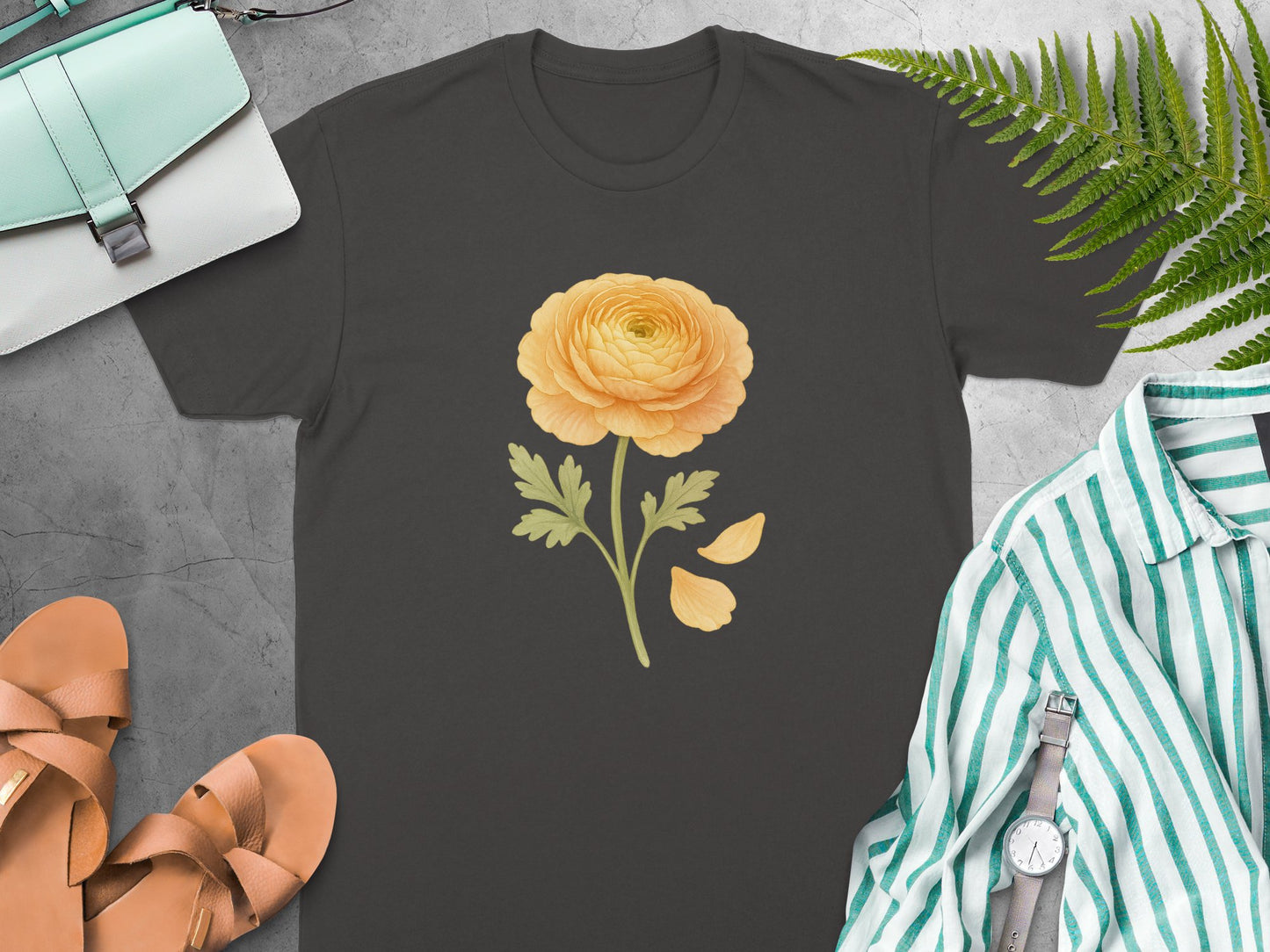 Floral Graphic Tee with Yellow Flower Print product type