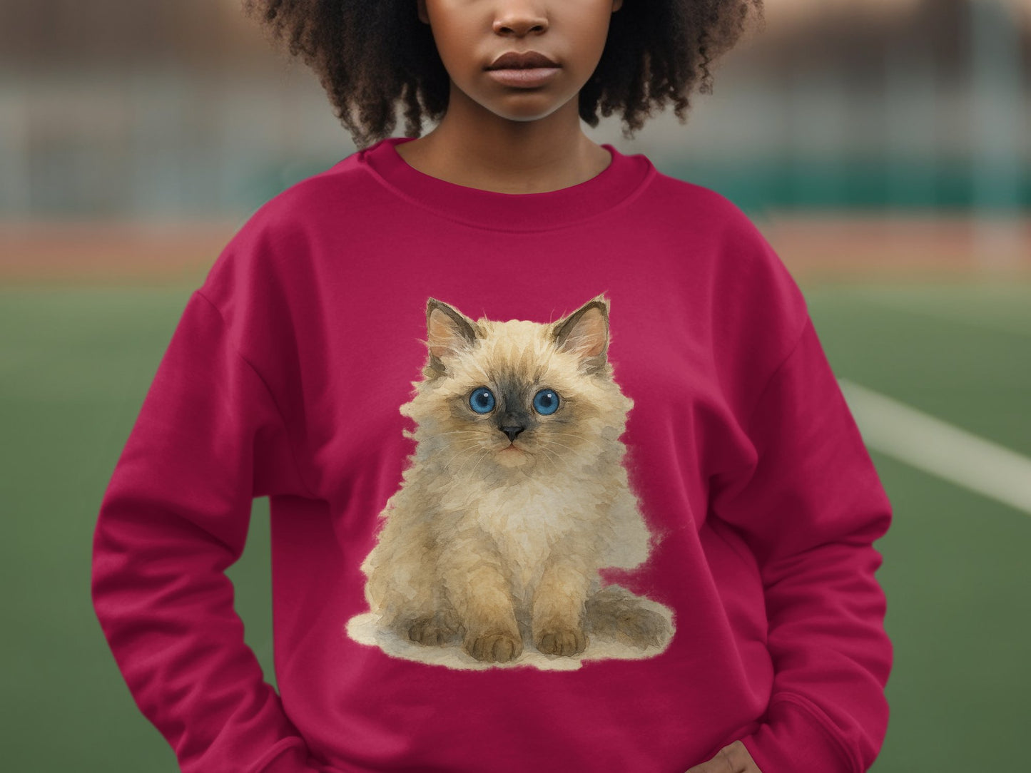 Cute Adorable Kitten Print Red Sweatshirt product