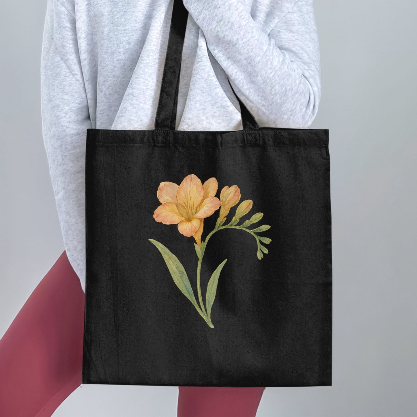 Elegant Floral Design Black Tote Bag product type