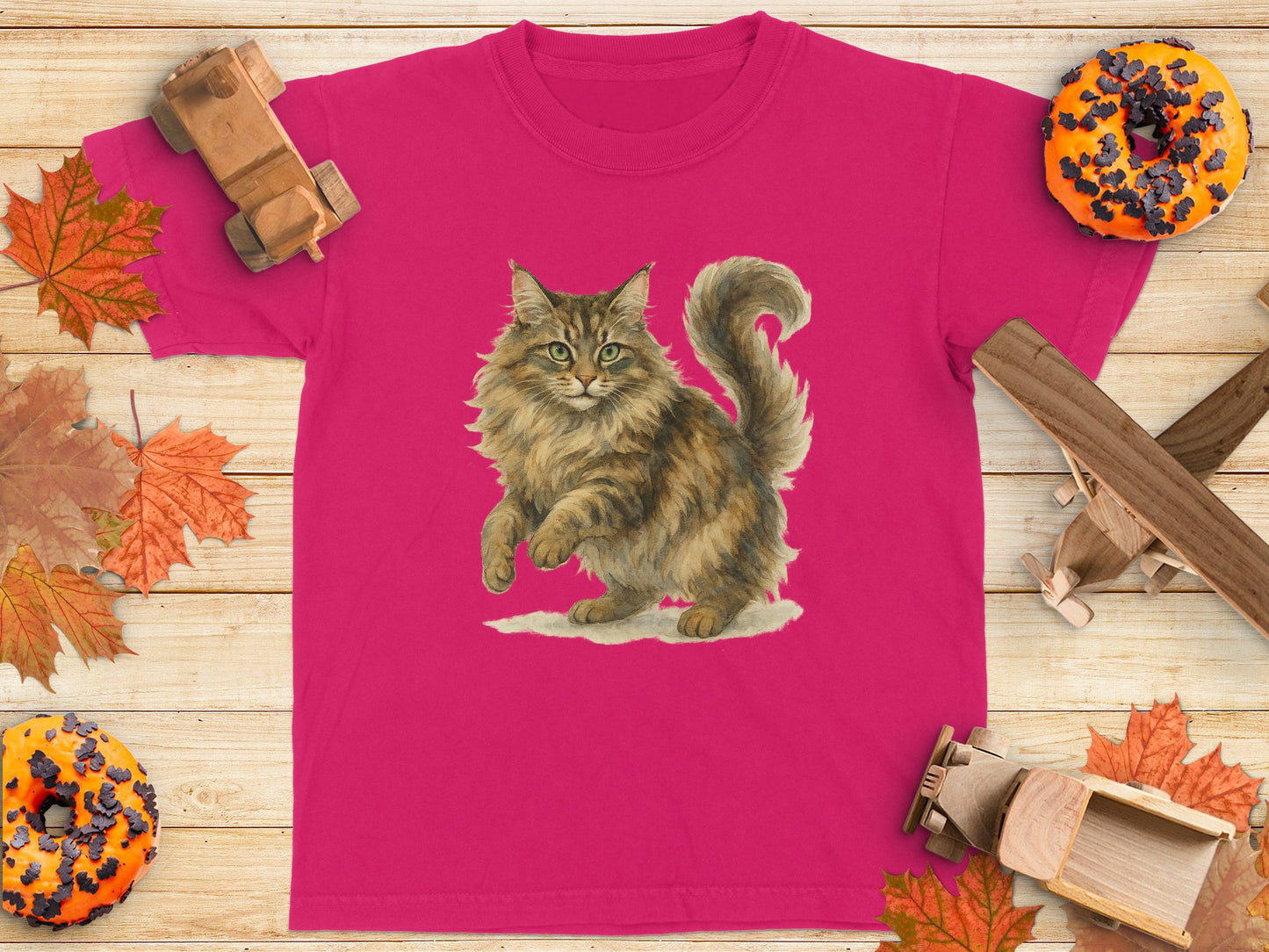 Pink Shirt with Playful Cat Design product type