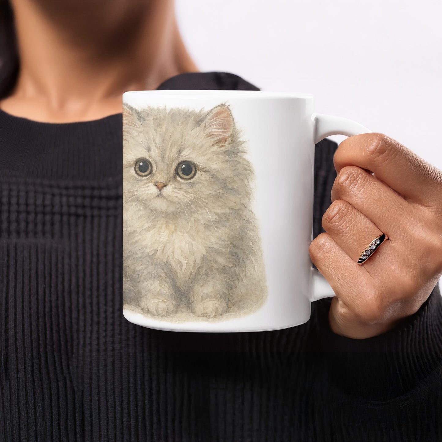 Adorable Fluffy Kitten Print Coffee Mug product