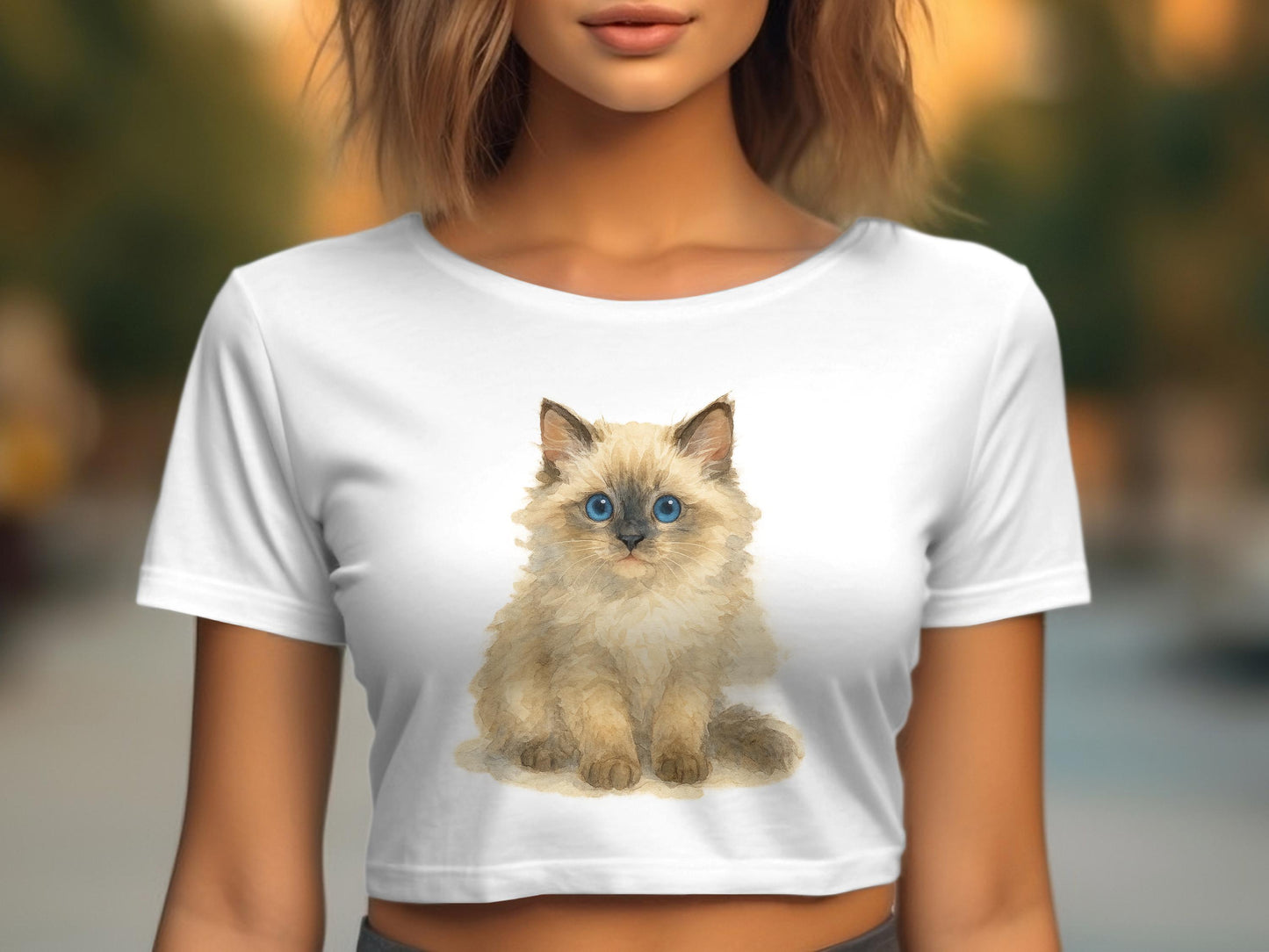 Adorable Fluffy Kitten Printed Women's Crop Top product
