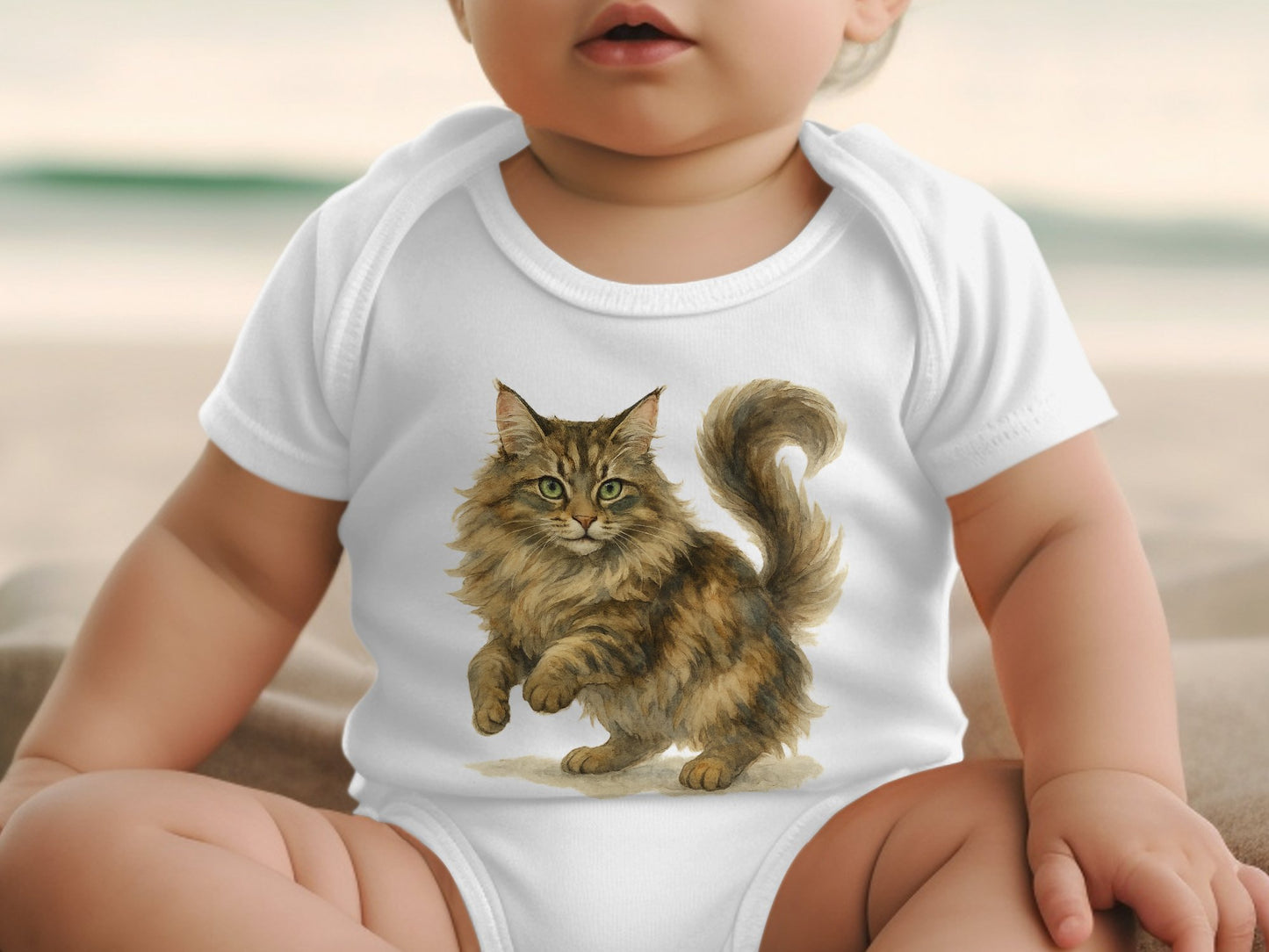 Adorable Baby Onesie Featuring Cute Cat Product