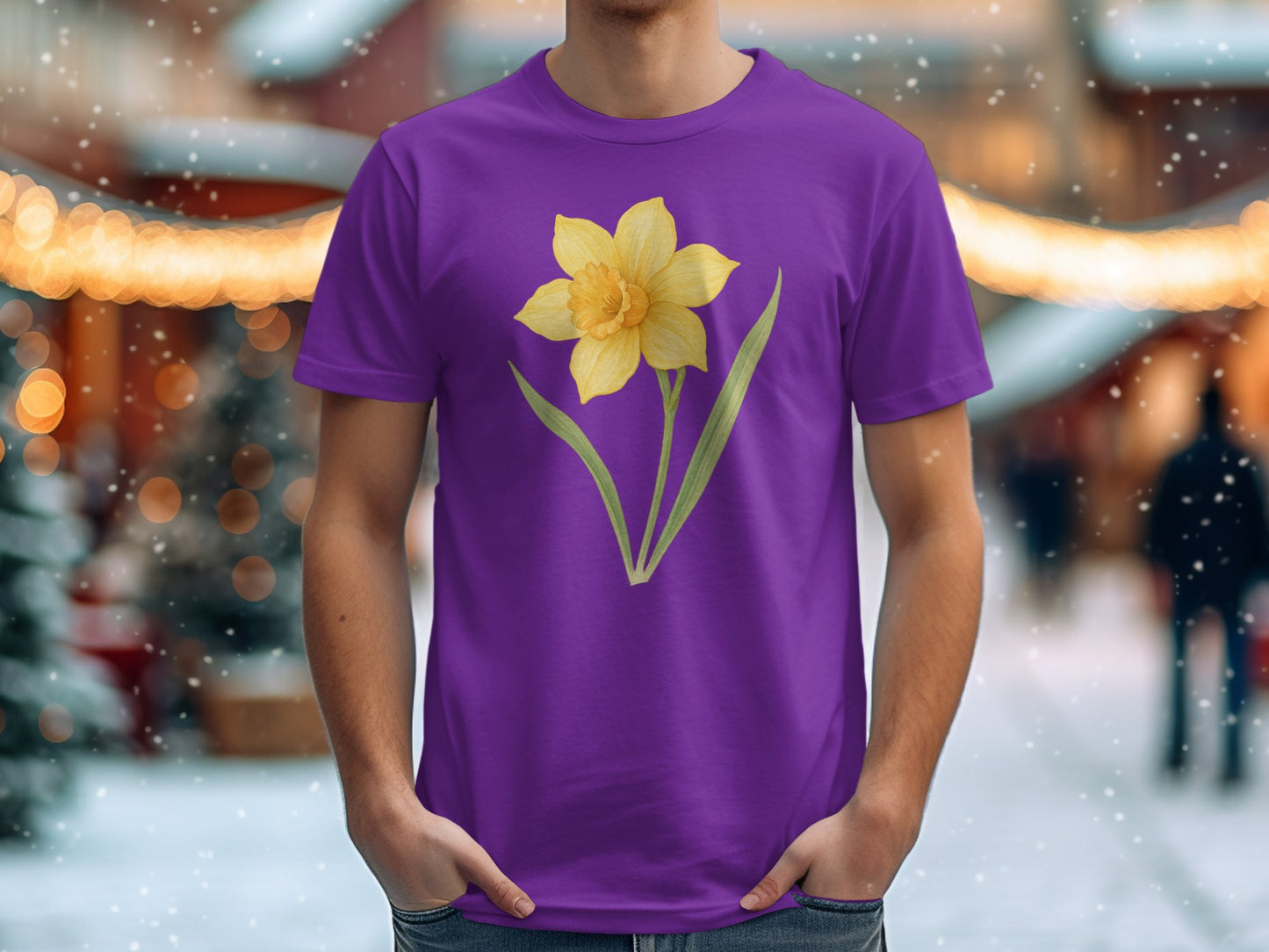 Vibrant Yellow Daffodil on Purple Men's Shirt product type