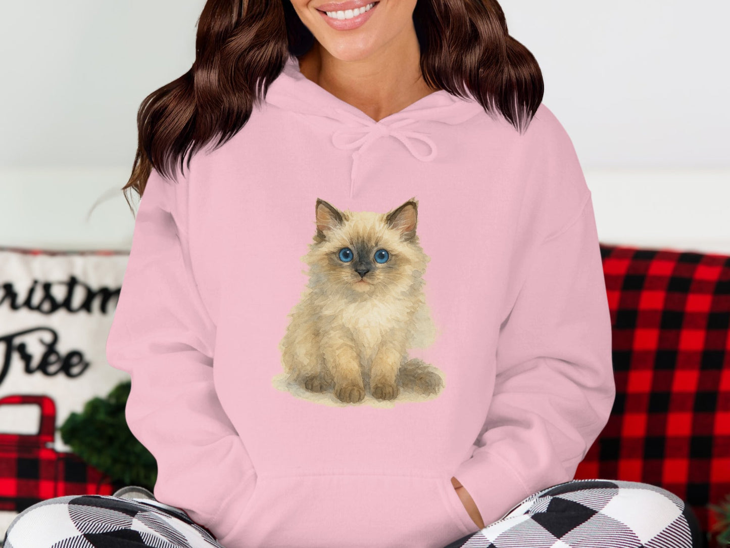 Adorable Fluffy Kitten Pink Hoodie Relaxing Product Type