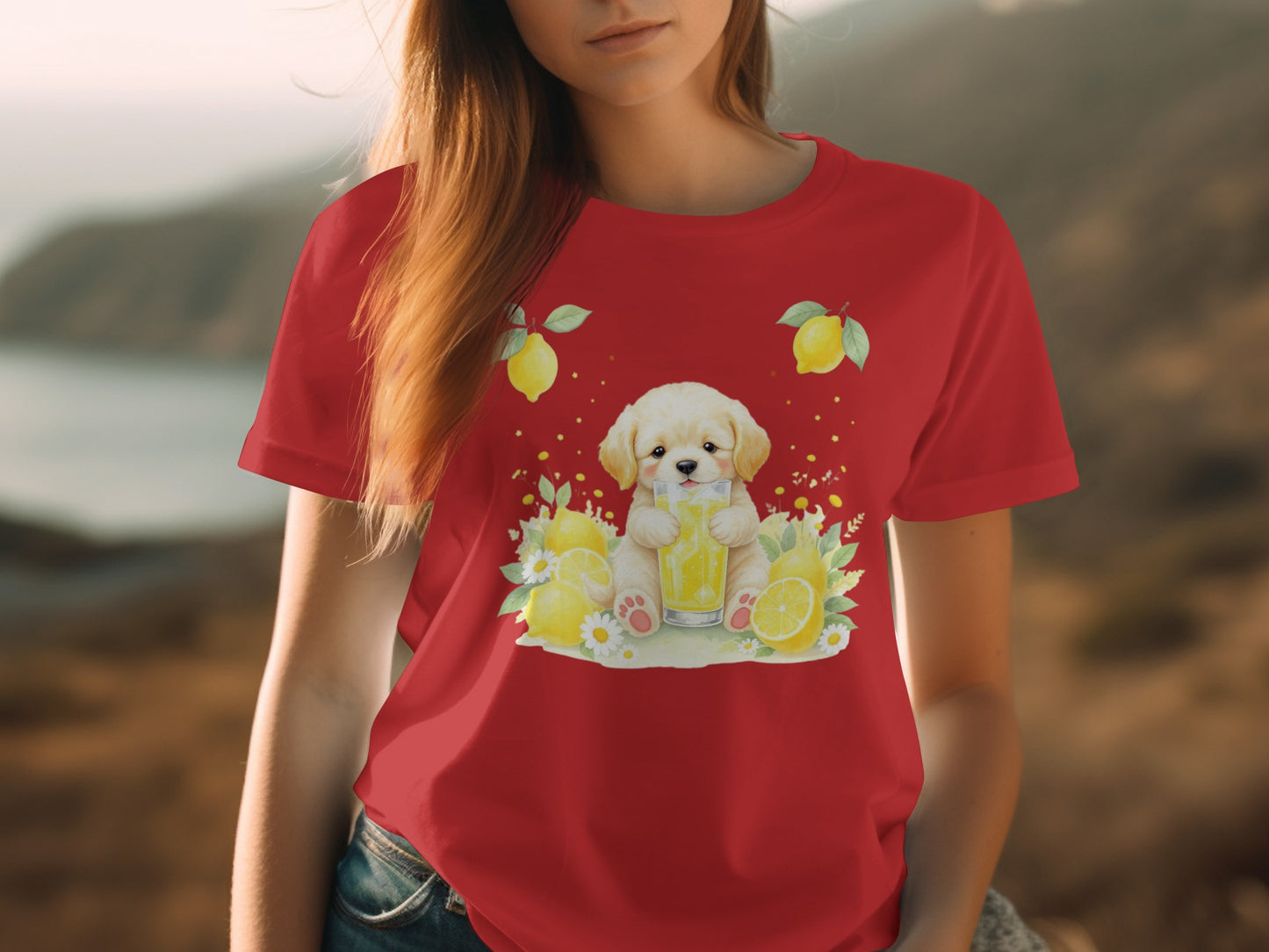 Lemon and Cute Puppy Summer Vibes Graphic Tee product