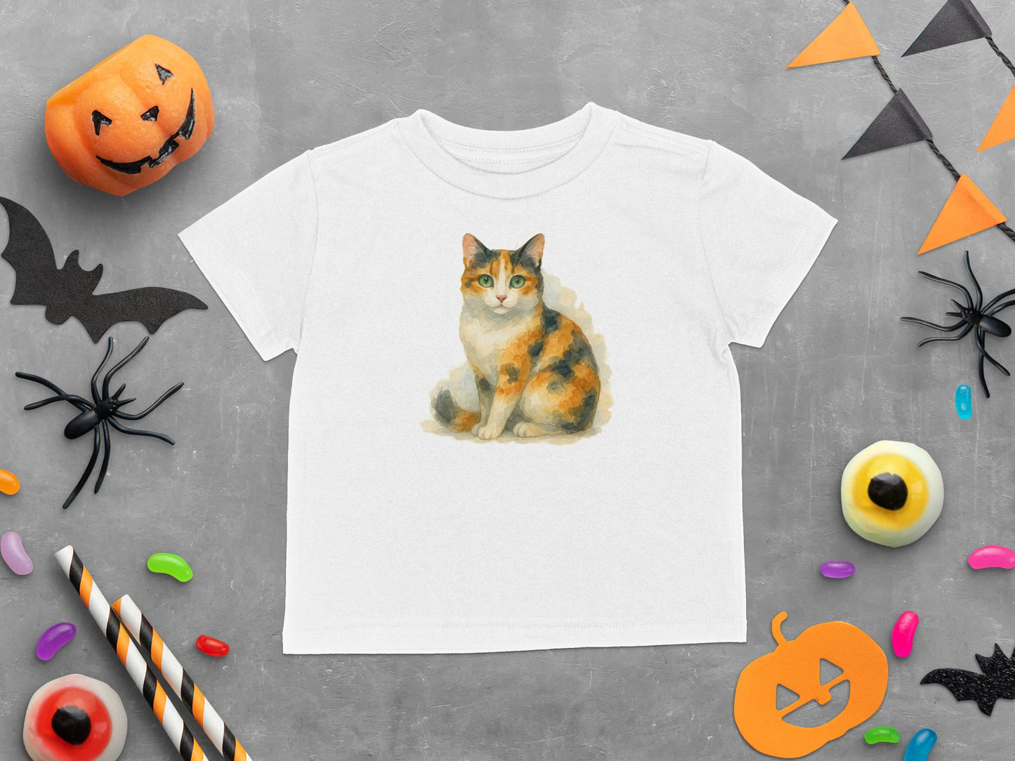 Cute Halloween Cat Graphic White Kids T-Shirt product type