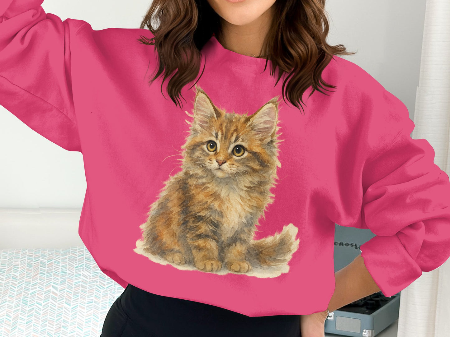 Cute Kitten Printed Design on Pink Sweatshirt product