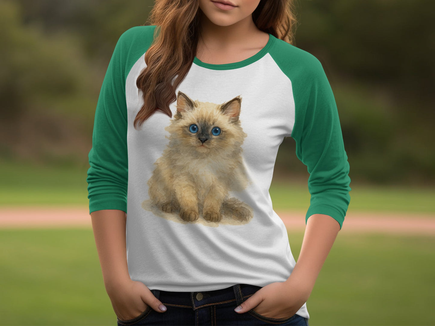 Cute Kitten Graphic Design Baseball T-shirt product type