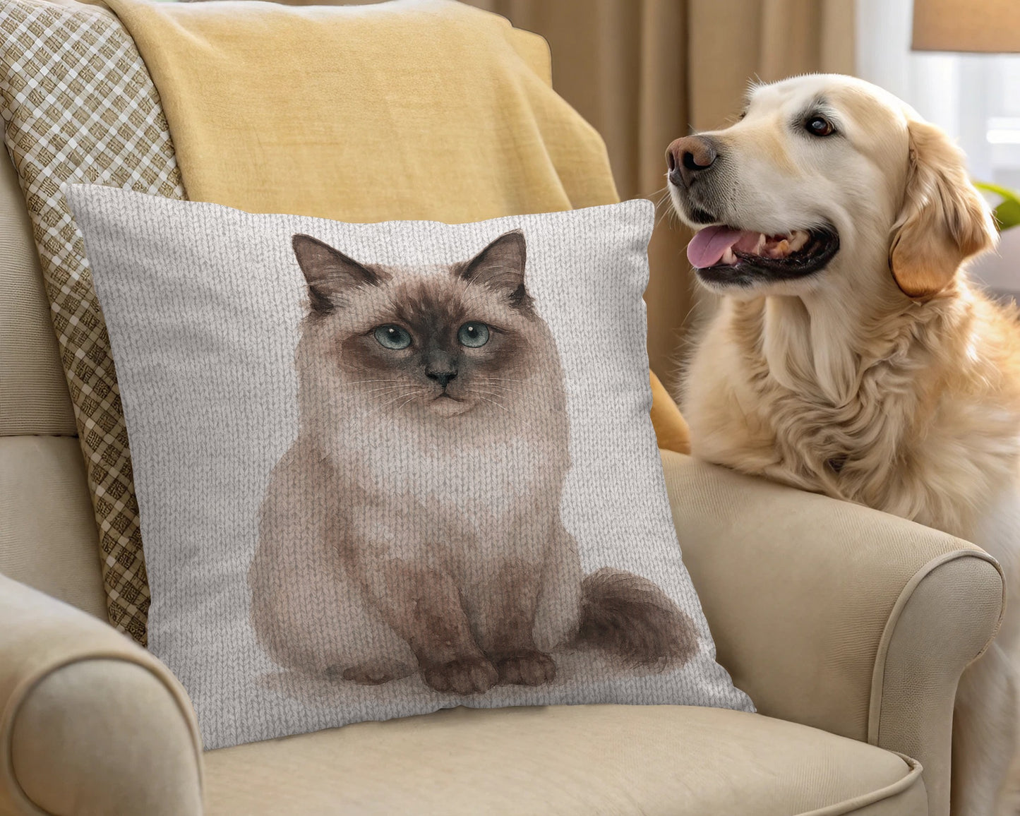 Cat Print Decorative Throw Pillow product