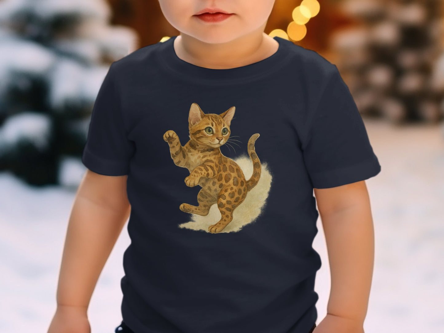 Cute Playful Kitten Design Kids Short Sleeve T-Shirt Product