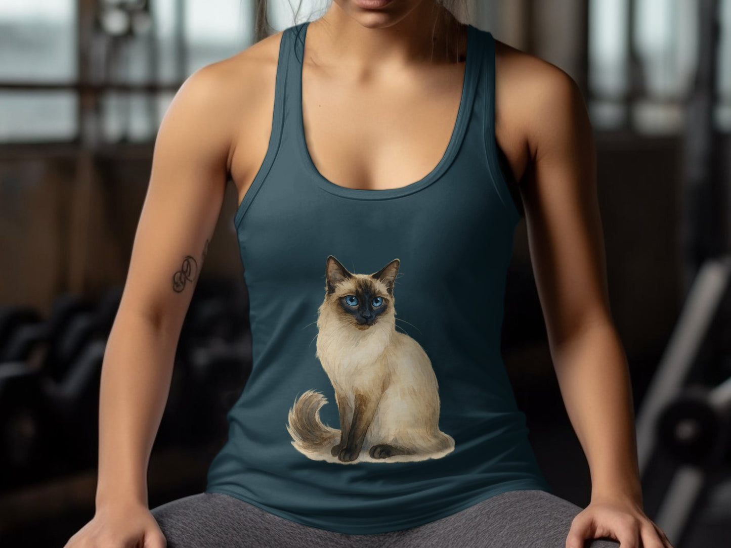 Elegant Siamese Cat Graphic Design Tank Top product