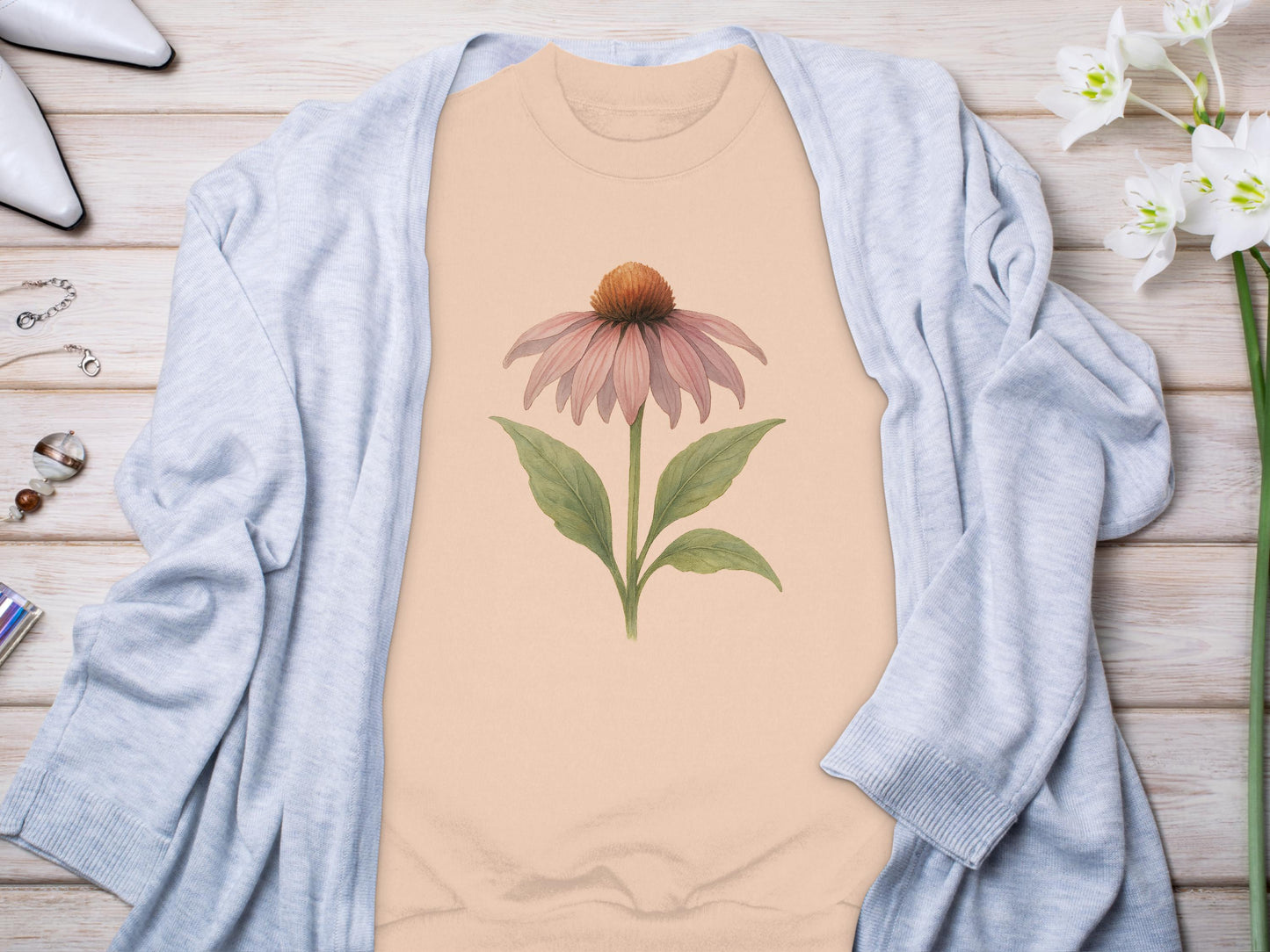 Elegant Floral Design on Cozy Casual Sweatshirt Product