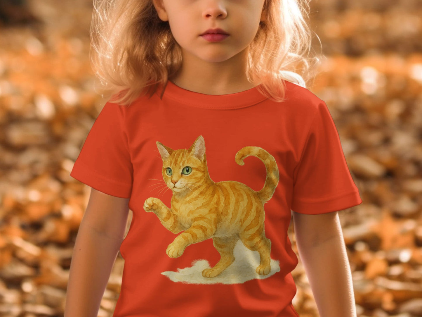 Cute Orange Cat Graphic Design Kids T-shirt product type