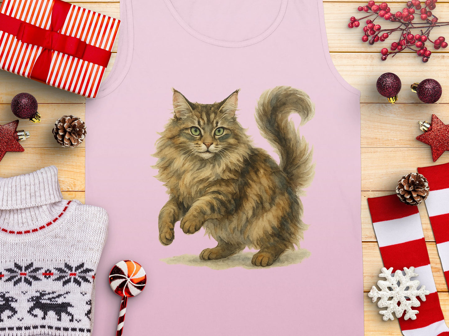 Adorable Cat Print on Pink Background Tank product