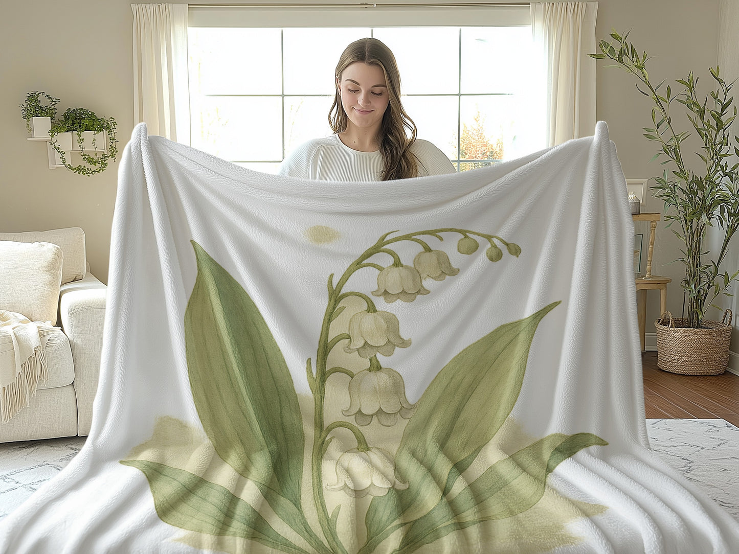 Elegant Lily of the Valley Design Blanket product