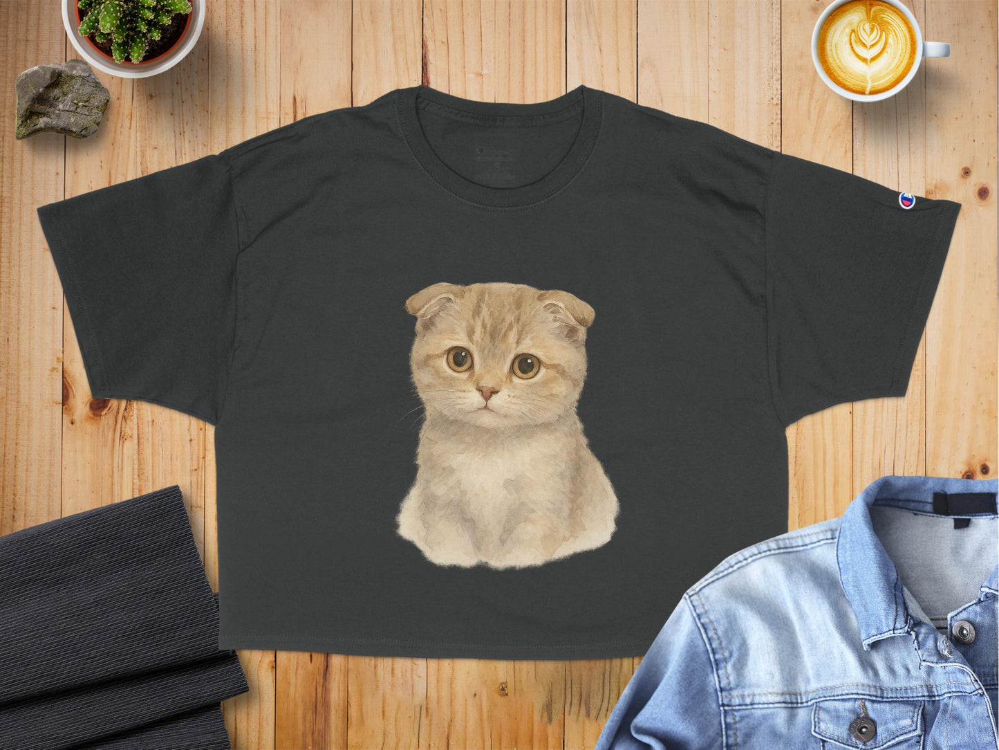 Cute Kitten Graphic Crop Top Shirt Product