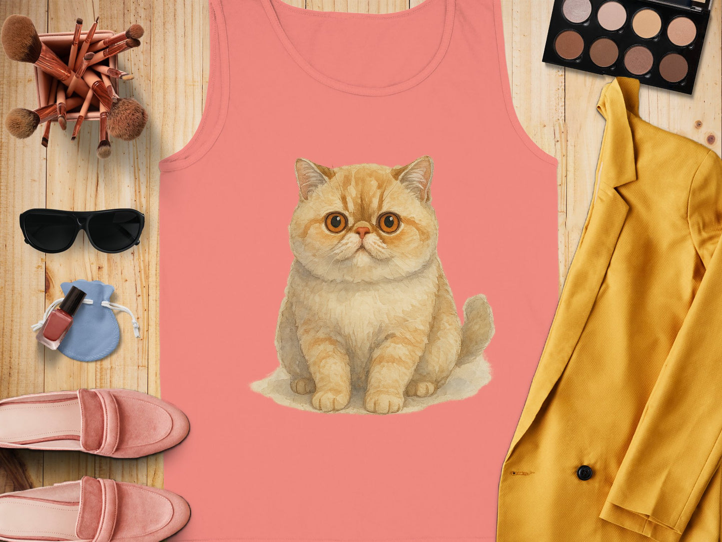 Cute Fluffy Cat Print Tank Top Adorable Sleeveless product
