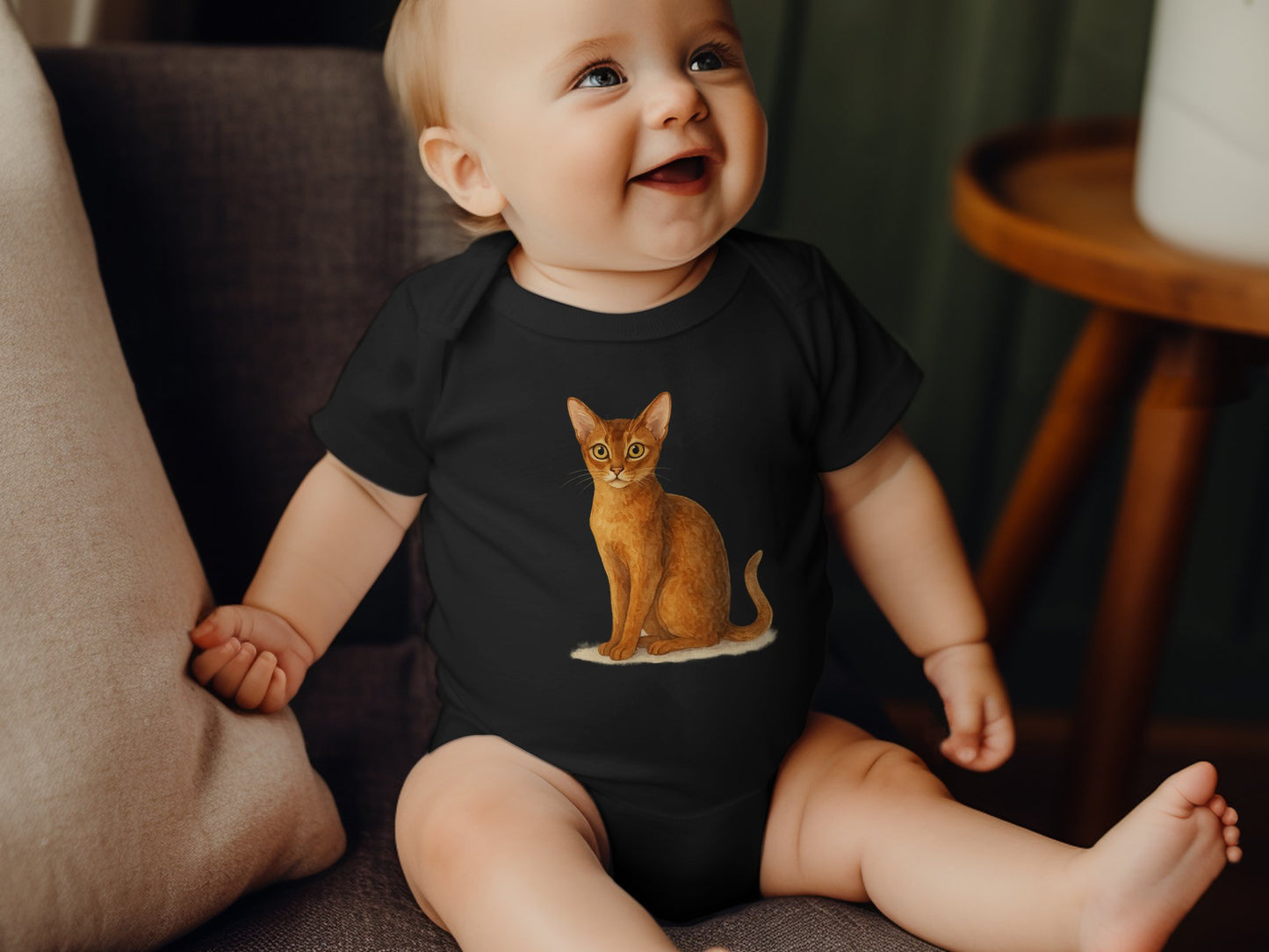 Adorable Baby Bodysuit with Cat Print design product
