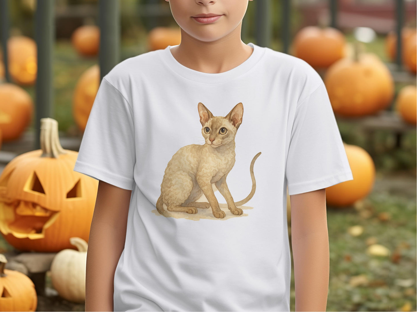 Adorable Cat Print Halloween Pumpkin T-Shirt product type