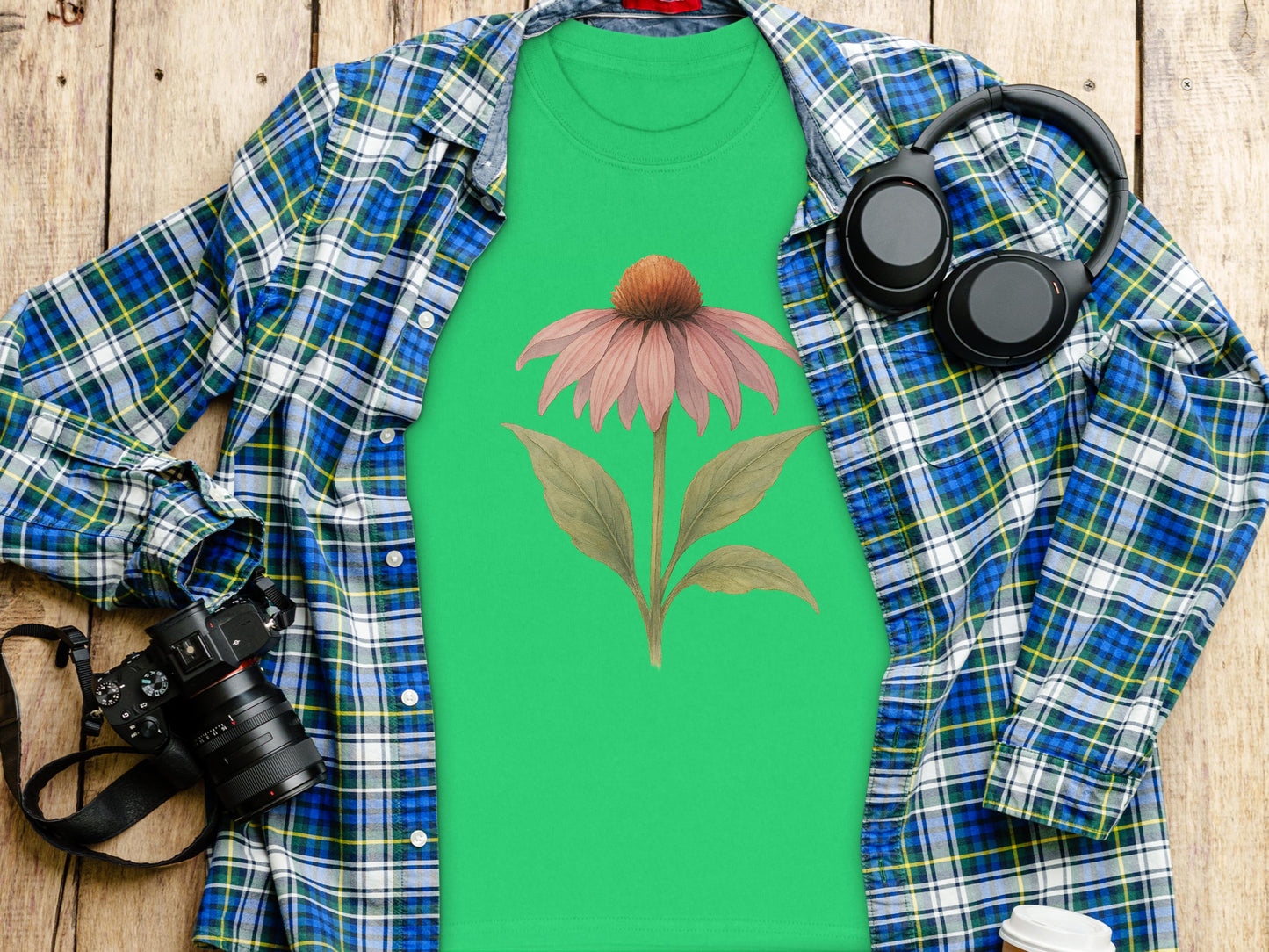 Vibrant Green Shirt with Colorful Floral Design product type