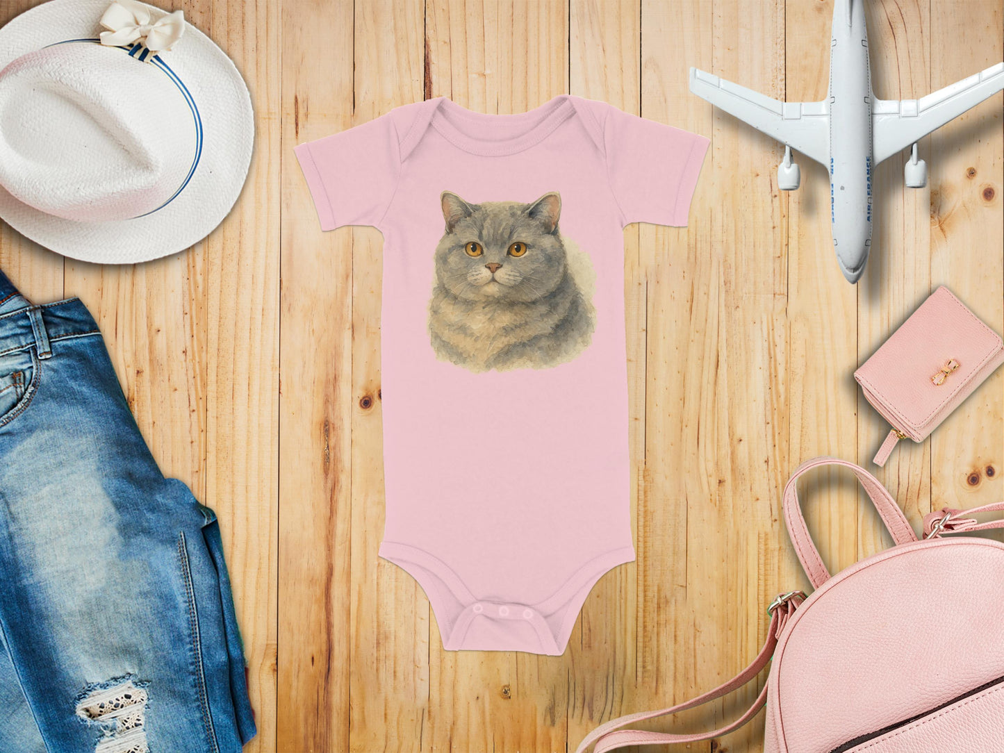 Cute Kitten Graphic Pink Baby Onesie Adorable Clothing product