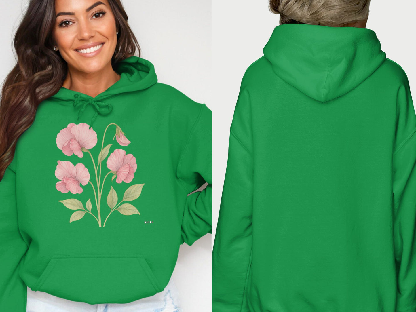 Colorful Floral Design Green Hoodie product