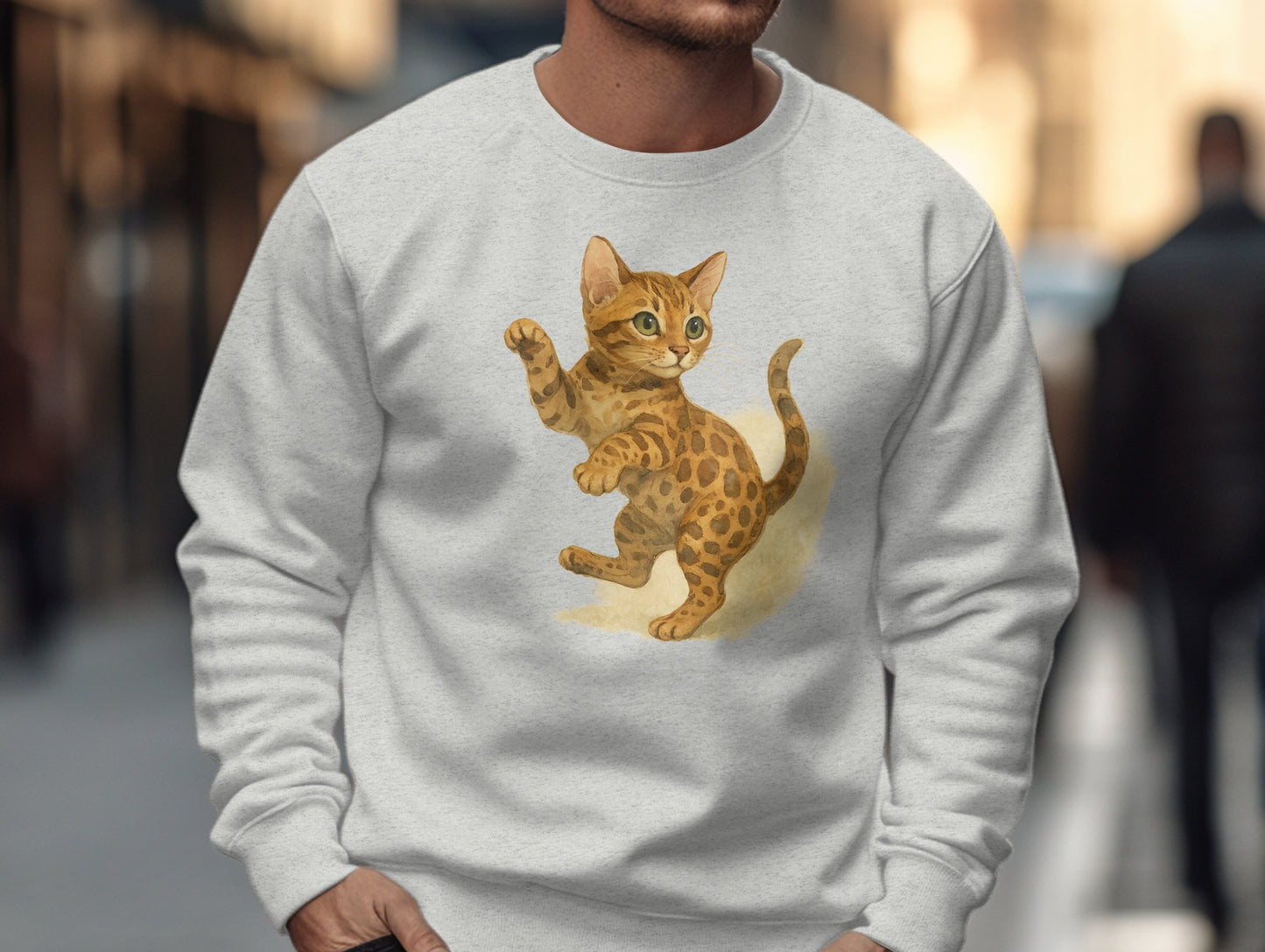 Adorable Bengal Cat Print Long Sleeve Sweatshirt product