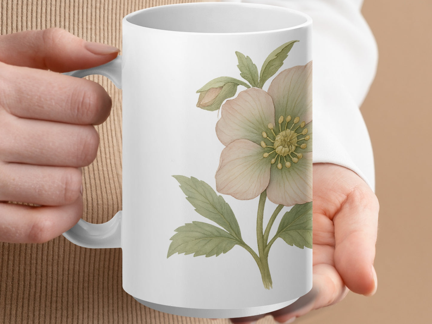 Floral White Ceramic Coffee Mug Gift product type