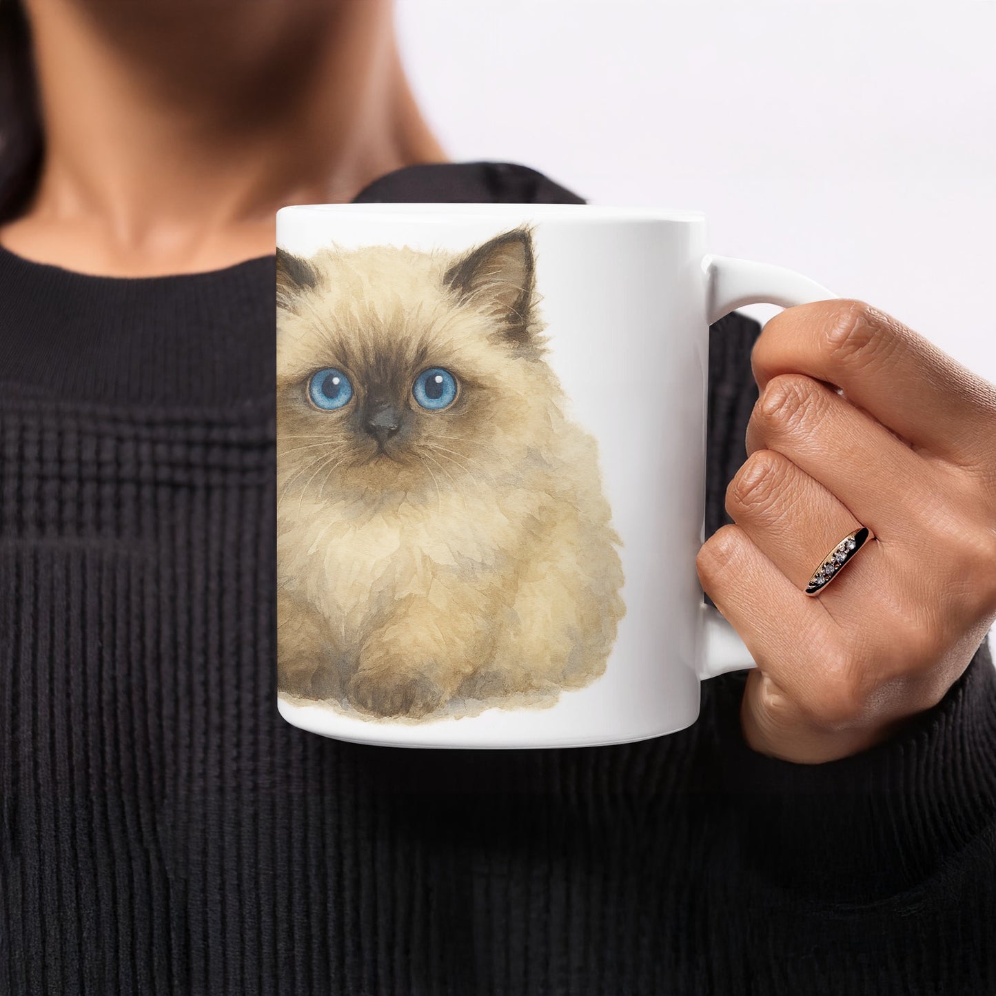 Cute Blue-Eyed Cat Printed Coffee Mug product