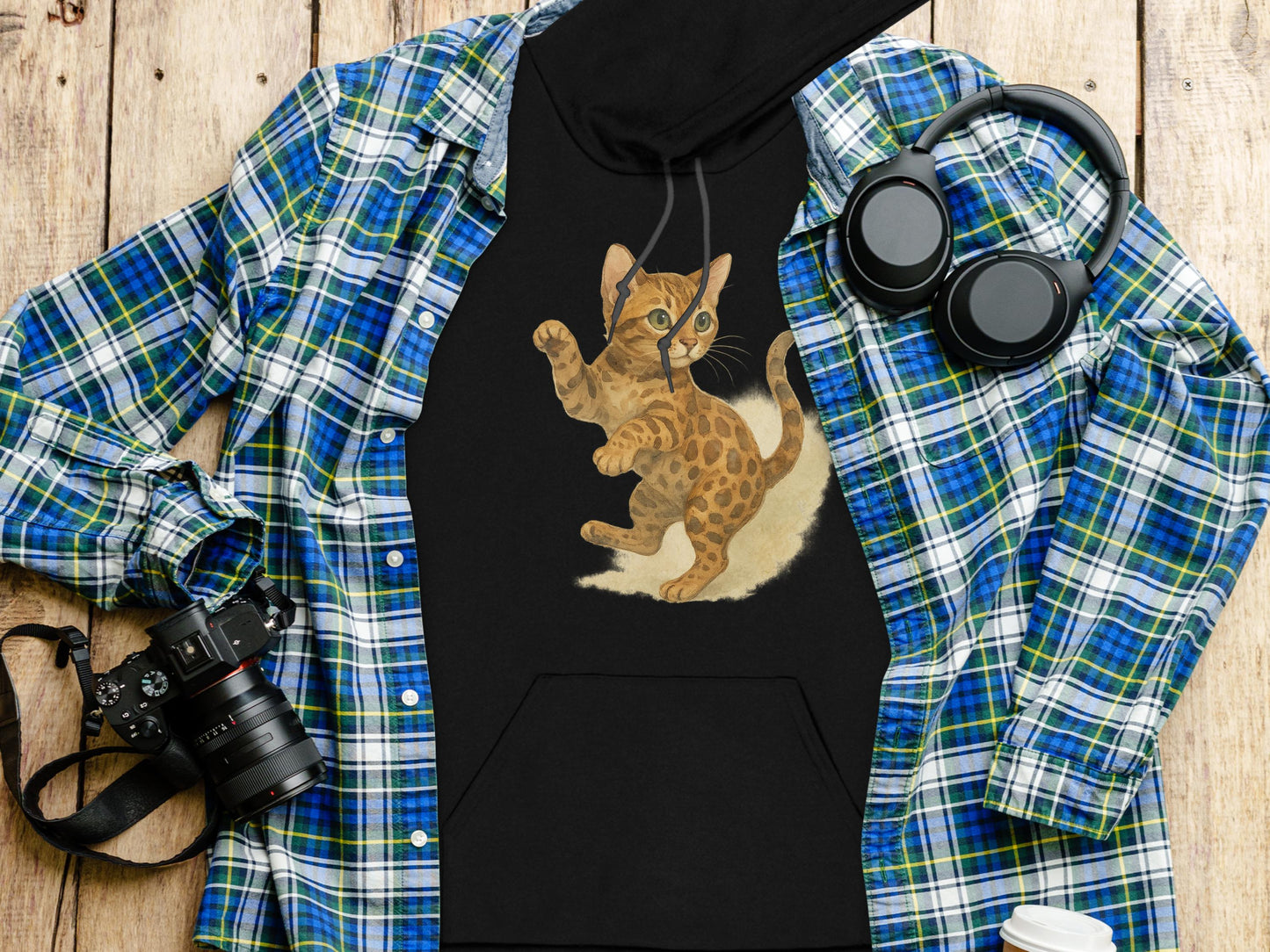 Cute Playful Kitten Graphic Print Hoodie Product