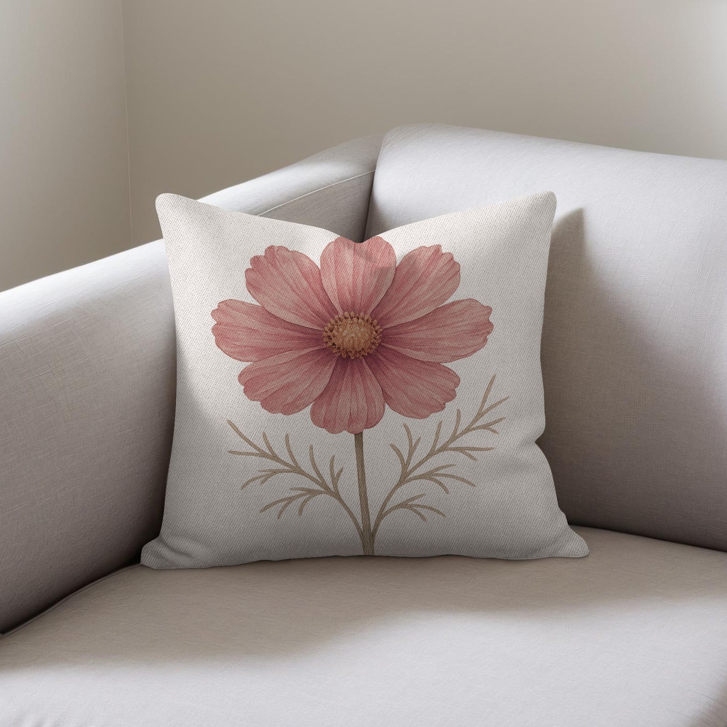 Beautiful Pink Flower Illustration Throw Pillow product