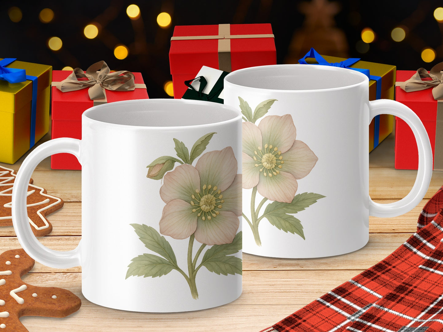 Festive Floral Design Ceramic Mug with Elegant Flower product