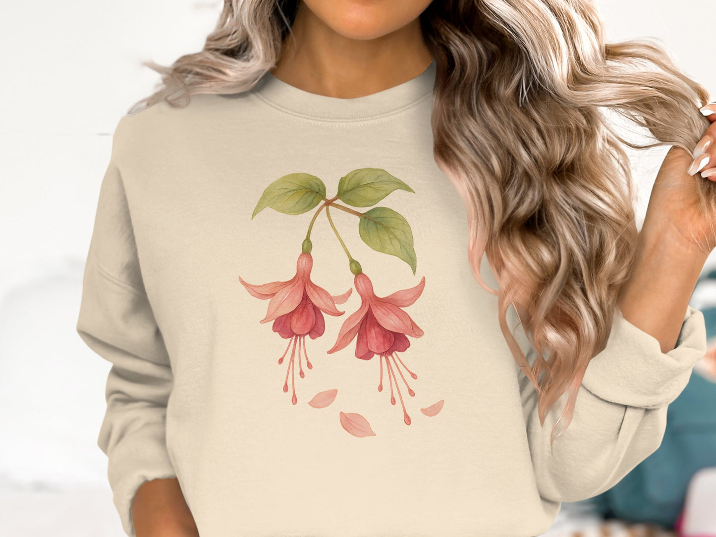 Beautiful Pink Floral Design on Comfortable Sweatshirt product type