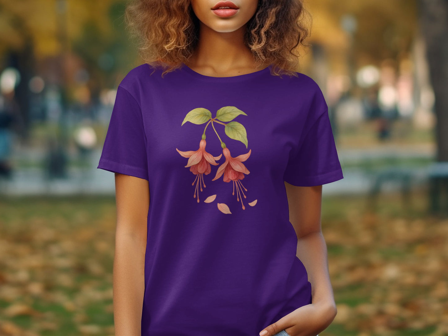 Beautiful Floral Purple Short Sleeve Spring Casual Shirt Product