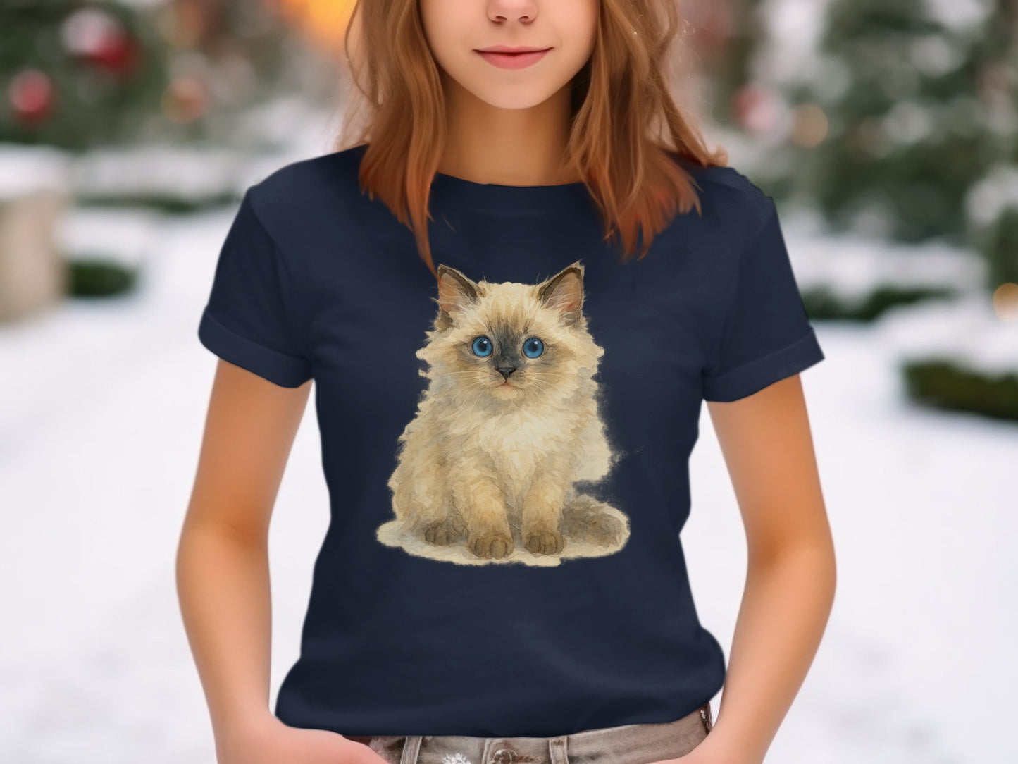Cute Blue-Eyed Kitten Printed T-Shirt product type