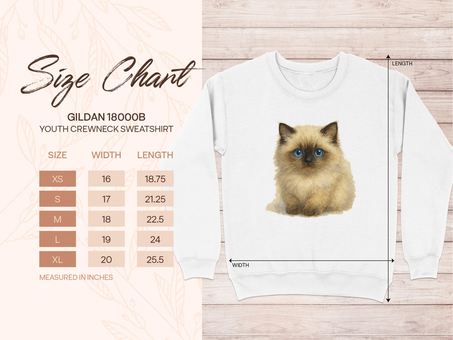 Youth Crewneck Sweatshirt with Cute Kitten Print product type