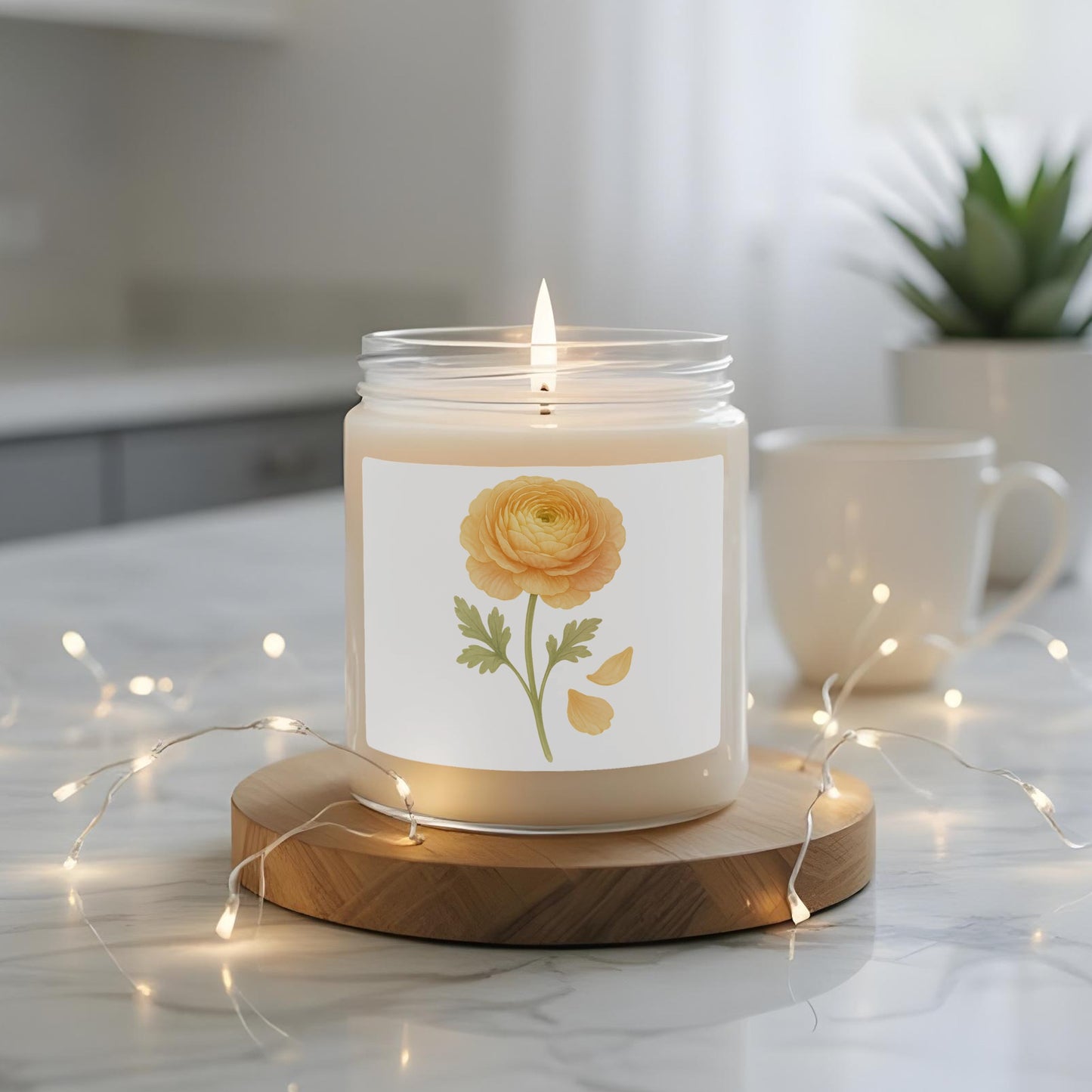 Floral Scented Candle with Yellow Ranunculus product type