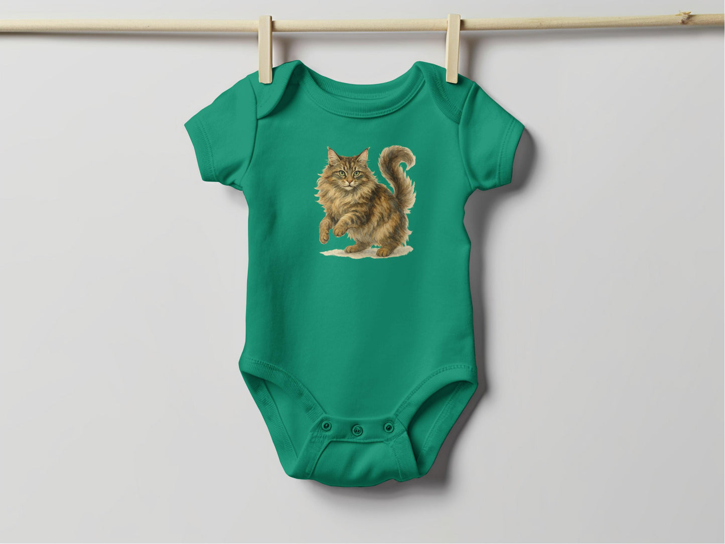 Adorable Playful Cat Print Infant Bodysuit Baby product