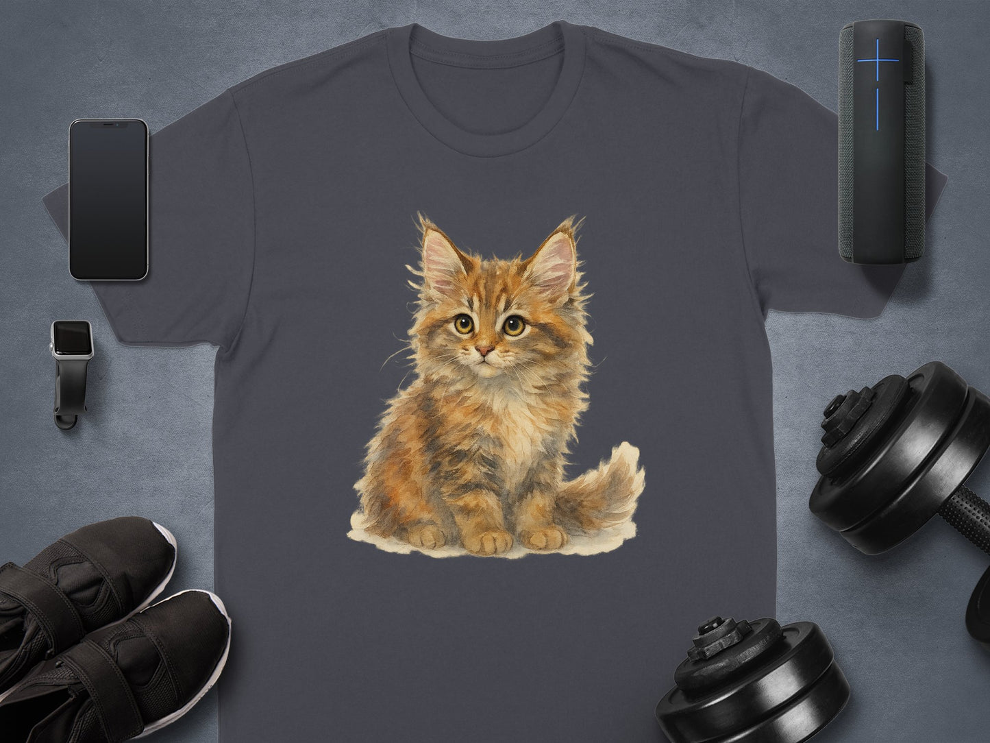 Cute Fluffy Kitten Printed Graphic T-shirt Product
