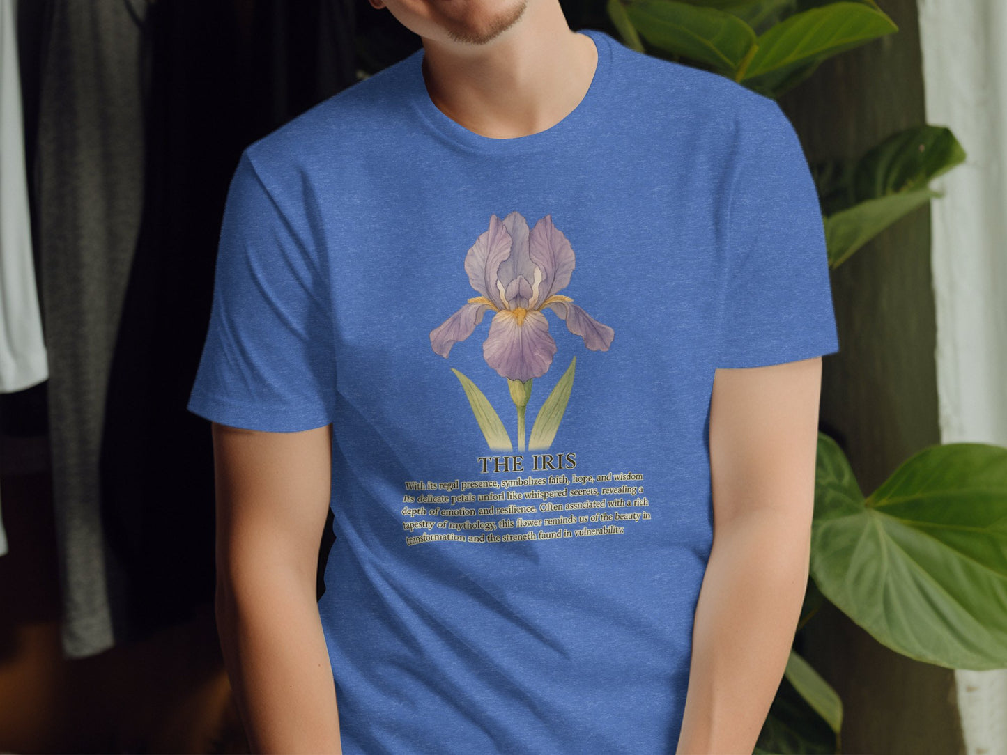 Beautiful Blue Graphic T-Shirt with Iris Design product type