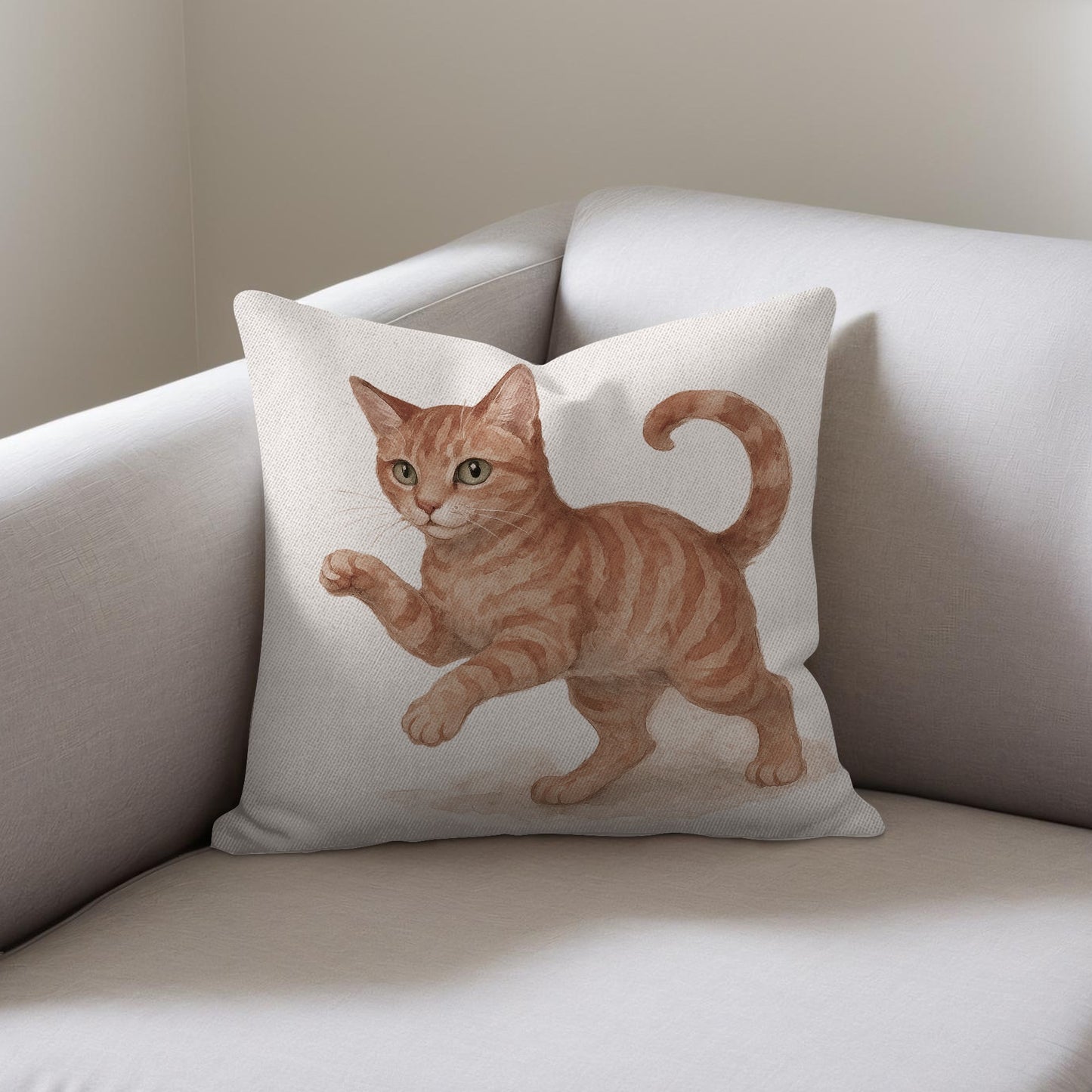 Cute Orange Cat Print Decorative Throw Pillow product