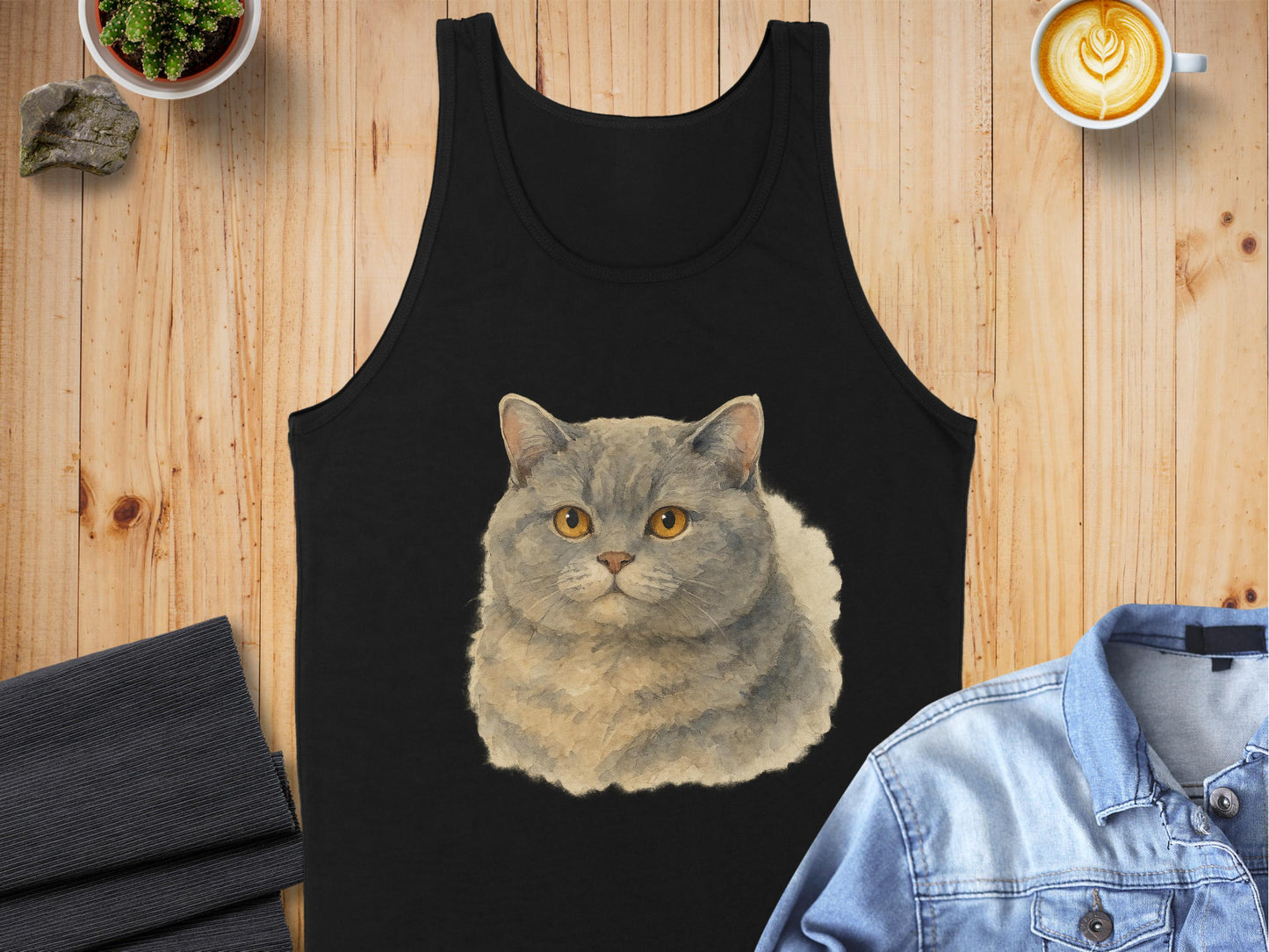 Cute Fluffy Cat Illustration Tank Top for Cat Lovers product