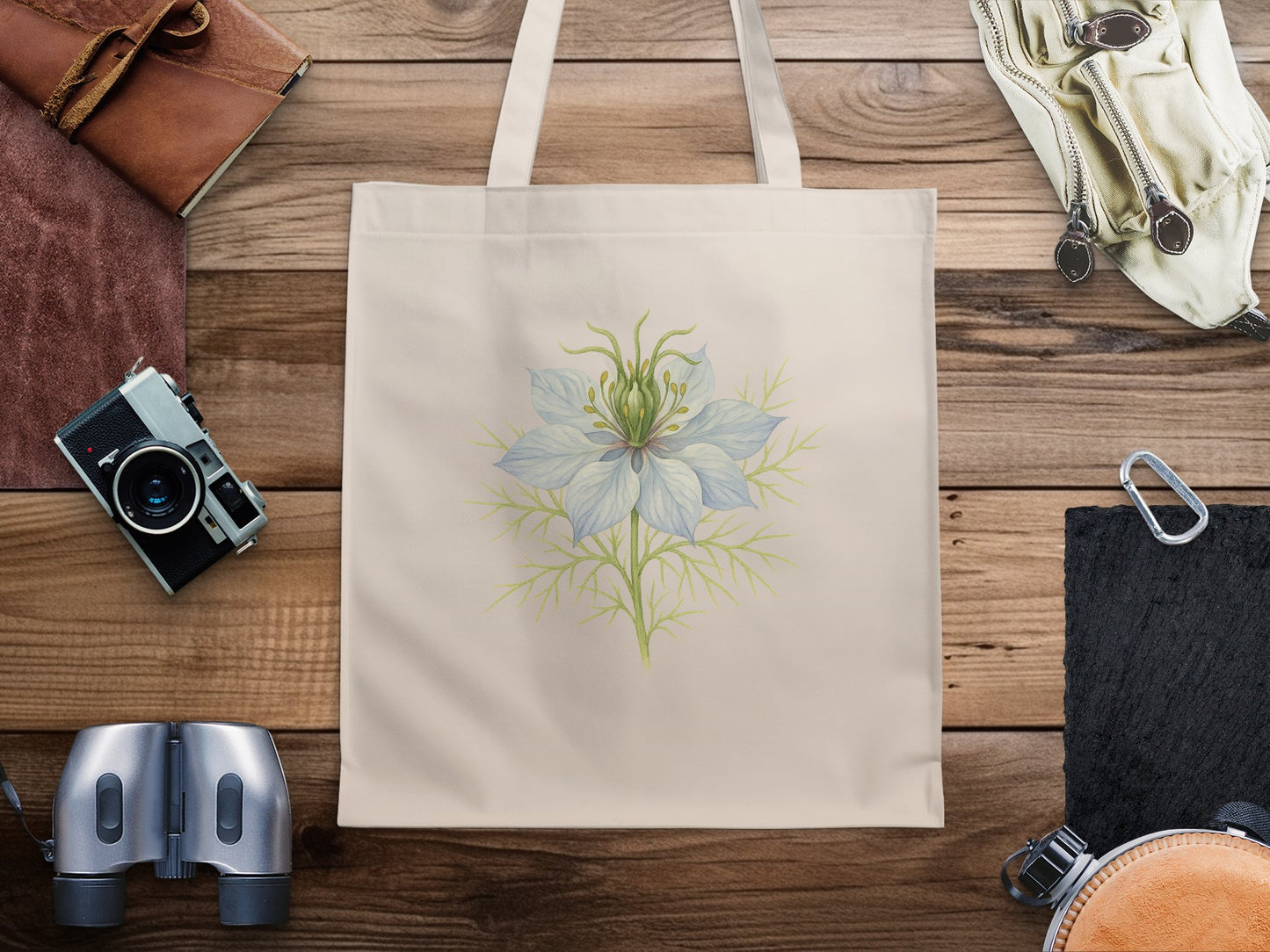 Elegant Beige Tote Bag with Floral Design product type