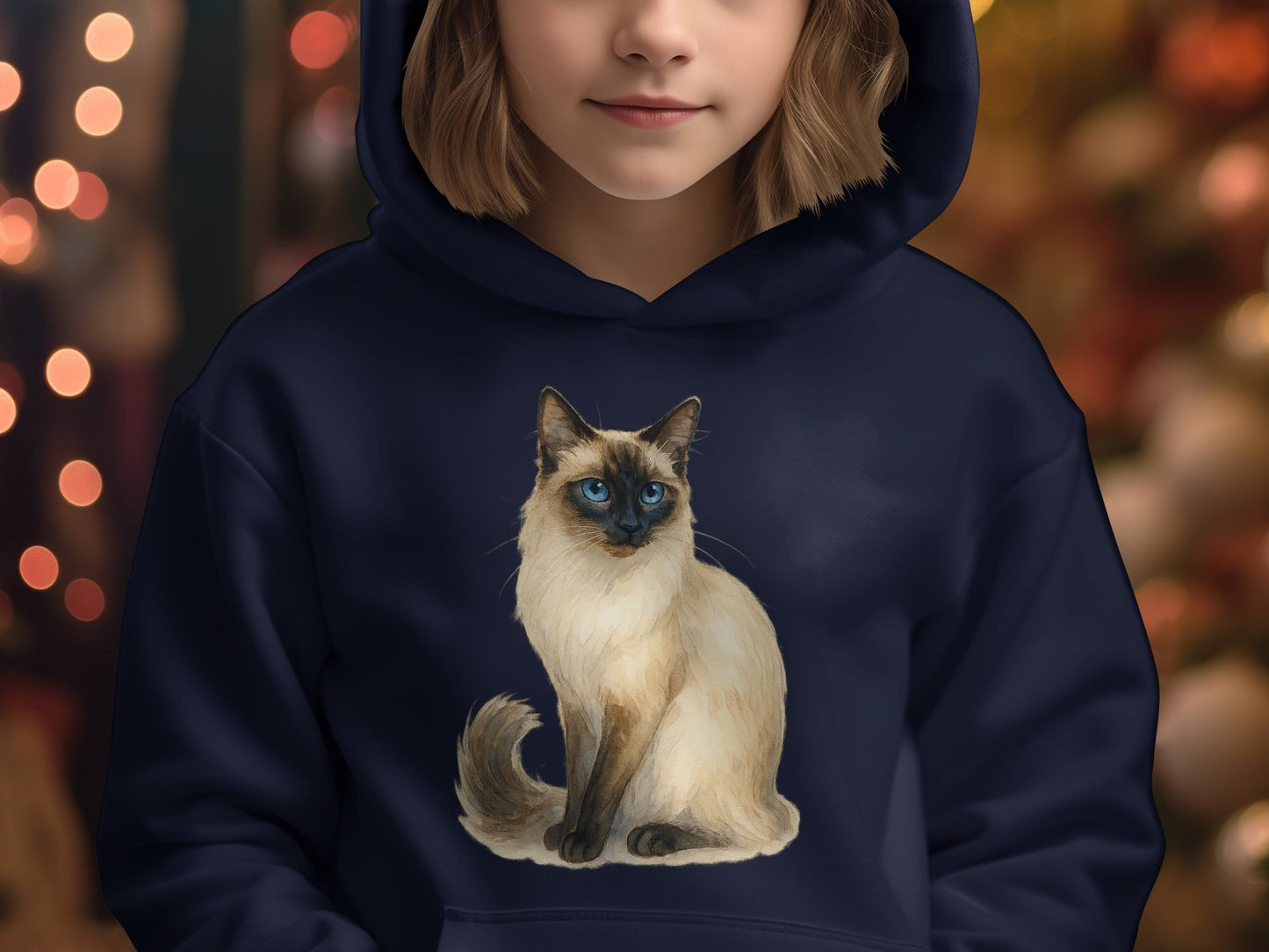 Adorable Blue-Eyed Cat Print on Hoodie product type