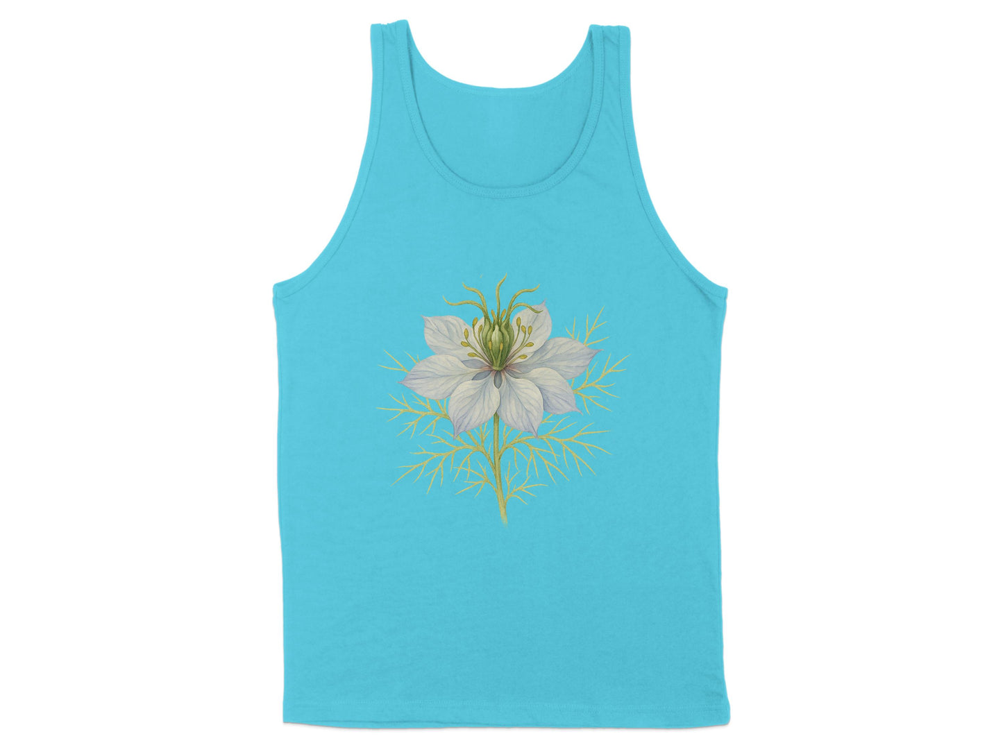 Elegant Blue Tank with White Flower Design product